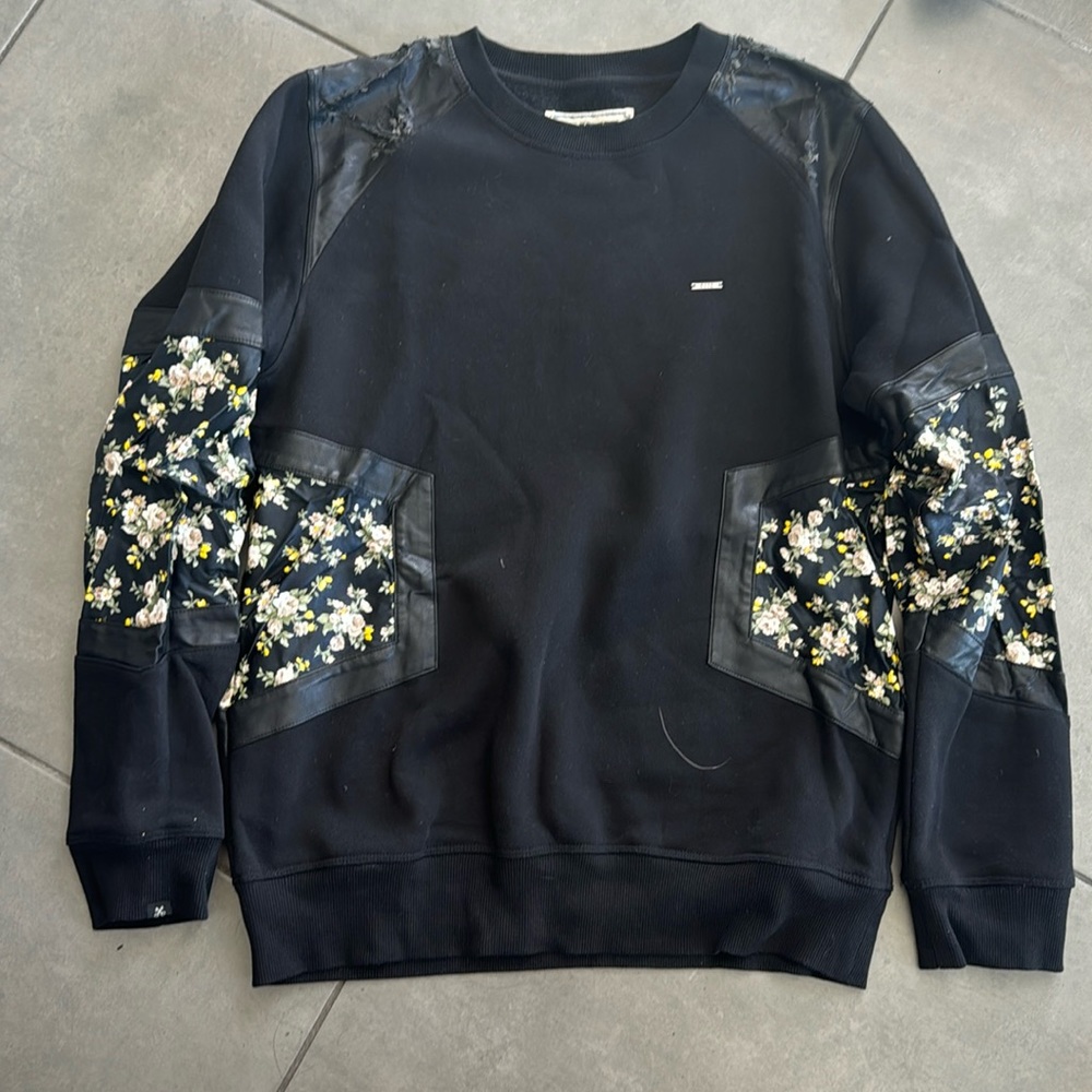 Kite Black Leather Floral Sweatshirt